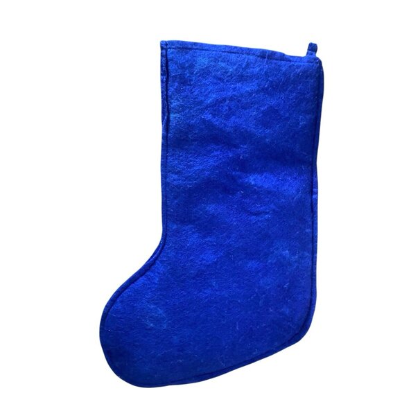 Vintage Christmas Felt Applique Stocking Sequins Jeweled Santa Claus Chimney - Picture 4 of 4